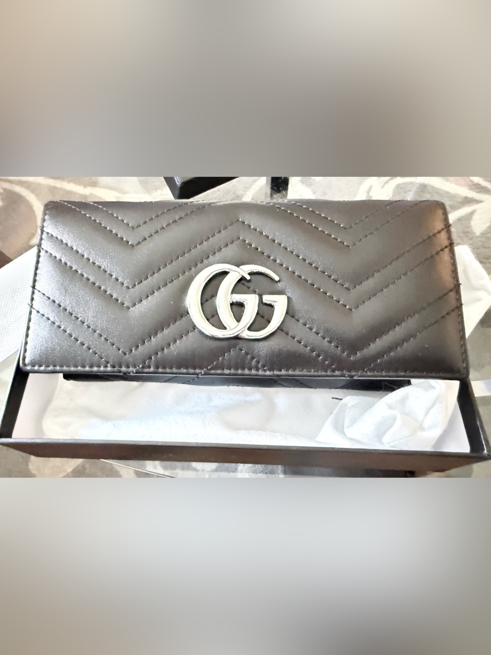 Buttery Smooth Black Quilted Wallet with Silver Hardware BNIB - Picture 7 of 7